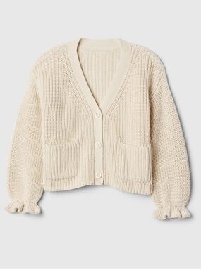 Baby Gap Girls Infant Toddler Sweater Buttons Cardigan 2T Beige Shaker Stitch